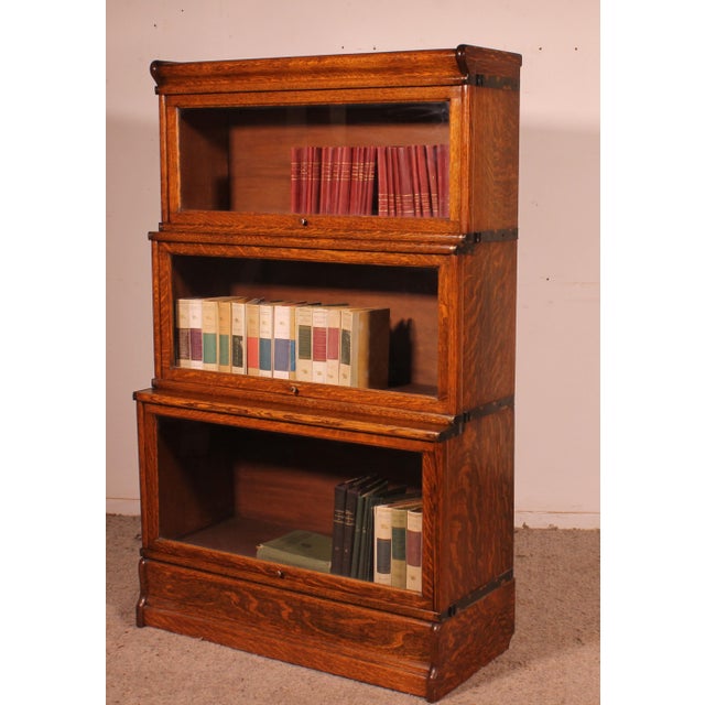 Waterfall Bookcase in Oak from Globe Wernicke For Sale - Image 9 of 11