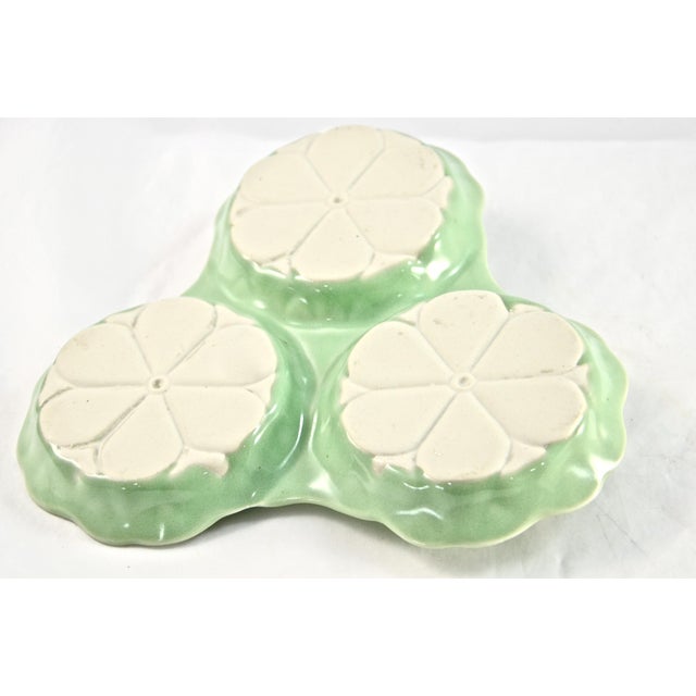 Green Celadon Lotus Divided Dish For Sale - Image 4 of 4