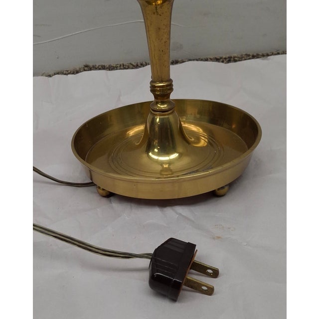 Mid-20th Century Brass Bouillote Bell Candlestick Dual Light Table Lamp For Sale - Image 4 of 5