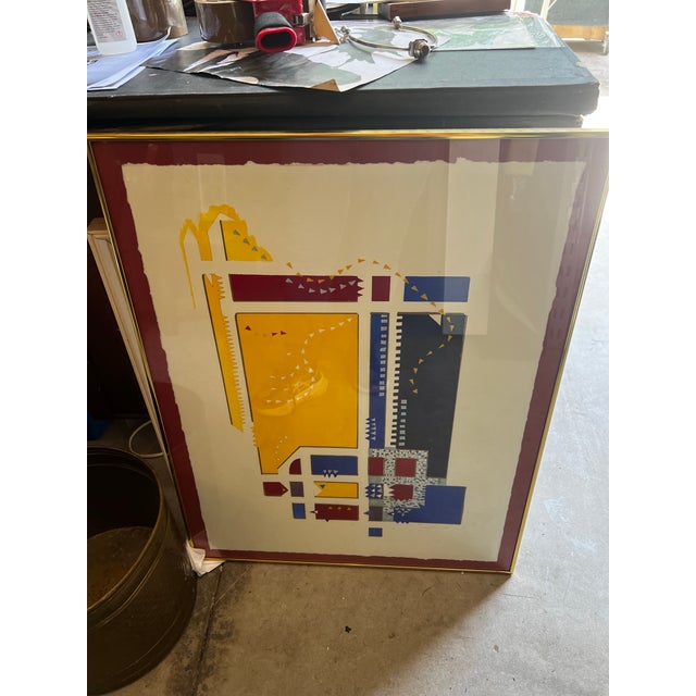 Art Deco 1970s Art Deco, Abstract Framed Art Piece For Sale - Image 3 of 9