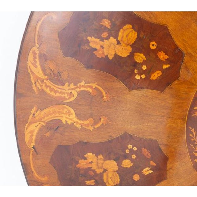 Wood Victorian Revival Marquetry Inlay Centre Table with Quadrafoil Base, 1920s For Sale - Image 7 of 9