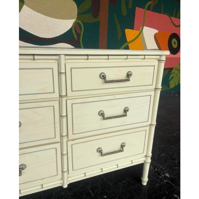 Faux Bamboo Niner With Mirror For Sale - Image 4 of 10