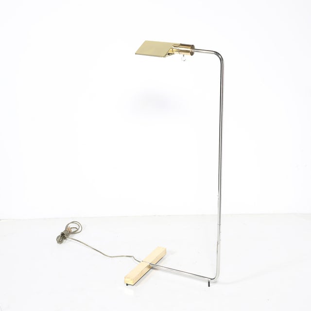 Mid-Century Adjustable Polished Brass & Nickel Floor Lamp Signed Cedric Hartman For Sale - Image 9 of 13