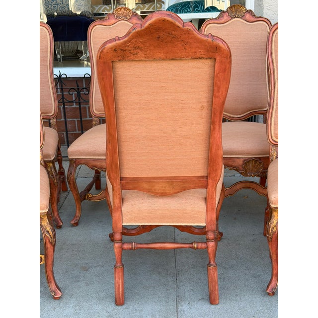 1990s Set of 10 Dennis and Leen Rococo Style Painted Giltwood Dining Chairs For Sale - Image 5 of 9