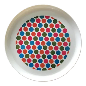 1969 Vintage Alexander Girard Modern Pop Art Plastic Polka Dot Patterned Drink Serving Trays- Set of 5