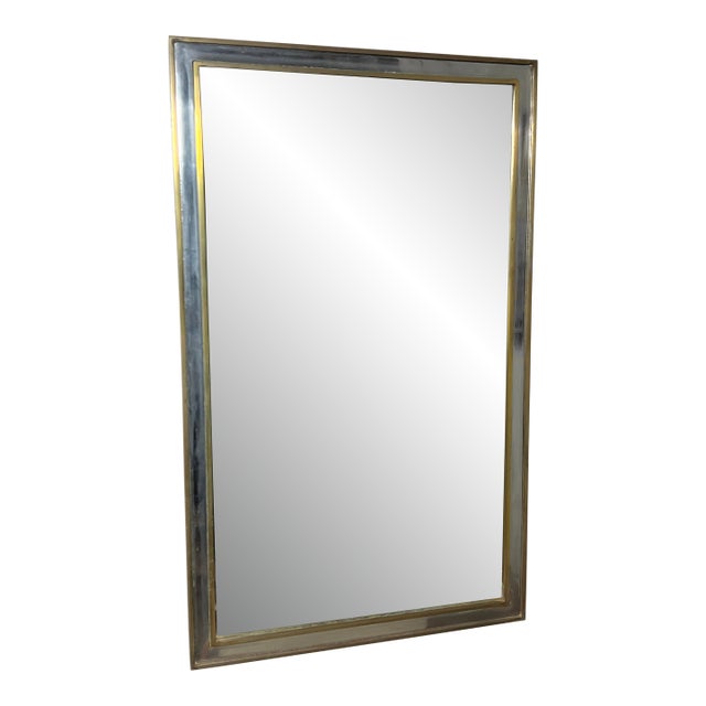 C. 1950s Mixed Metals Wall Mirror Attributed to Guy Lefevre for Maison Jansen For Sale