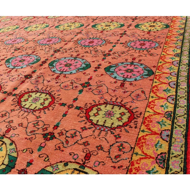 Textile Mid 20th Century Fine Turkish Sivas Vintage Rug With a Unique Design and Color Combination For Sale - Image 7 of 9