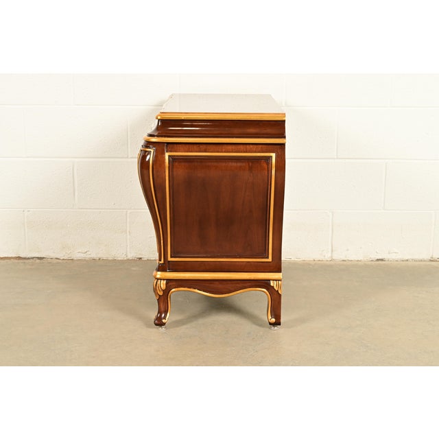Karges French Provincial Louis XV Burled Walnut and Gold Gilt Bombay Chest of Drawers For Sale - Image 12 of 15