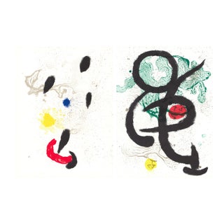 1967 Diptych Lithograph by Joan Miró "Danse Barbare" (Barbarian Dance) For Sale
