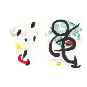 1967 Diptych Lithograph by Joan Miró "Danse Barbare" (Barbarian Dance)