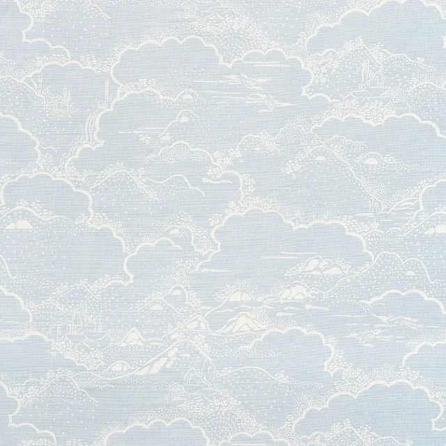 Sample - Schumacher Kumo Village Fabric in Sky For Sale