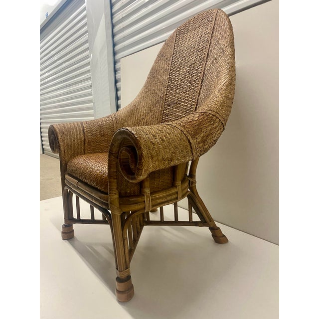 Boho Chic 90s Bamboo Arm Chairs Attributed to Ralph Lauren Only One . For Sale - Image 3 of 12