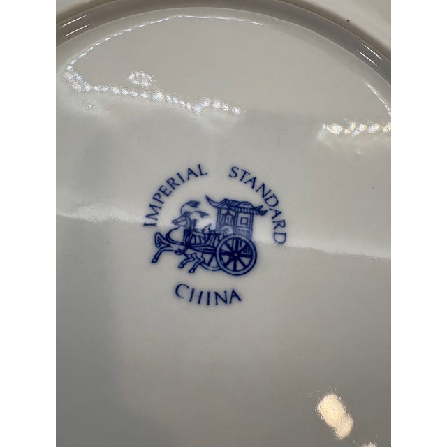 Ceramic Mid 20th Century Imperial Standard China Blue and White Chinoiserie Plates — Set of 8 For Sale - Image 7 of 17