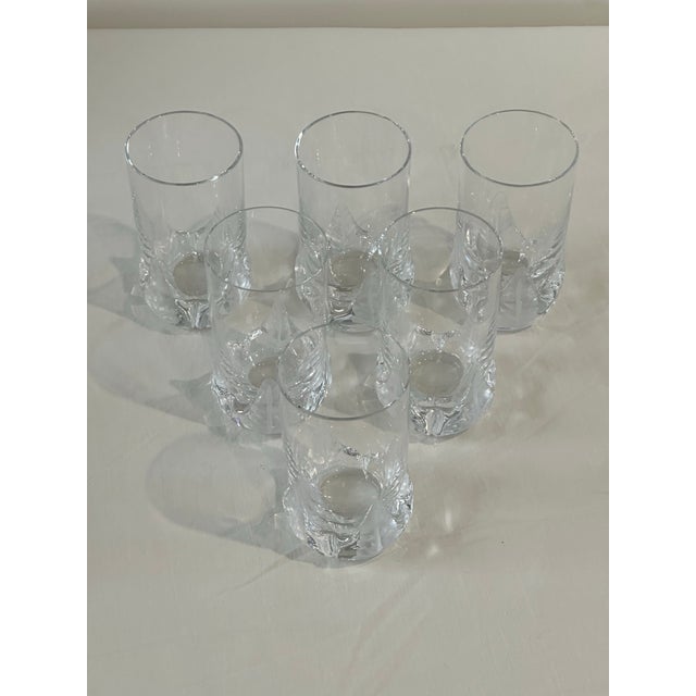 Mid 20th Century Mid 20th Century Heavy Crystal Embellished Frosted 3D Leaf Base Hiball Glasses- Set of 6 For Sale - Image 5 of 6