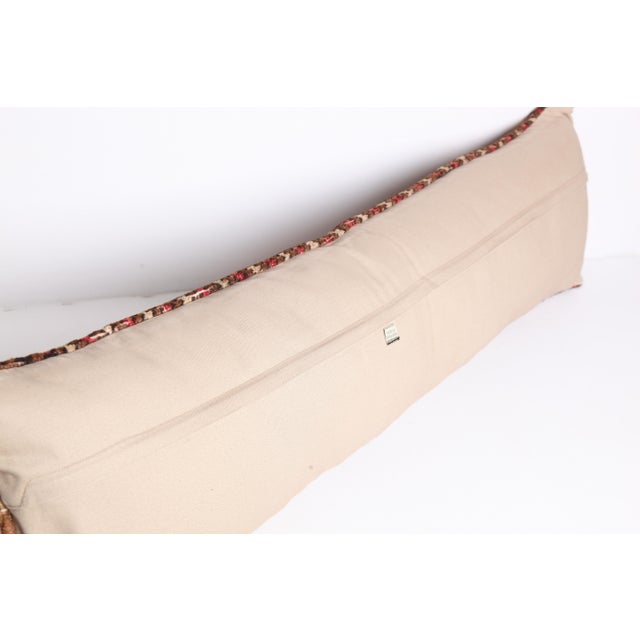 - Authentic Tribal Carpet Rug Lumbar Pillow Cover, Handmade -14'' X 47'' For Sale - Image 11 of 12