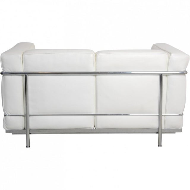 LC2 2-Seater Sofa in White Leather by Le Corbusier For Sale - Image 3 of 18