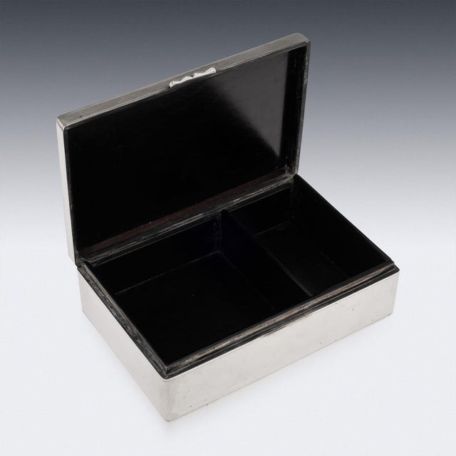 Antique Japanese Meiji Silver Dragon Cigar Humidor Box, 1900 For Sale - Image 9 of 18