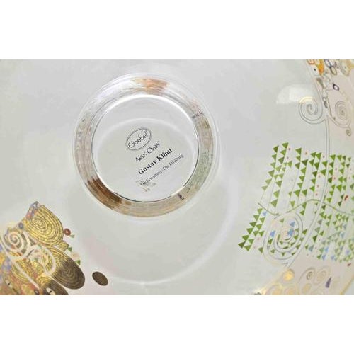 Large Goebel Artis Orbis bowl centerpiece design “Gustav Klimt” (Expectation / The Fulfillment). Thick glass with gold-...