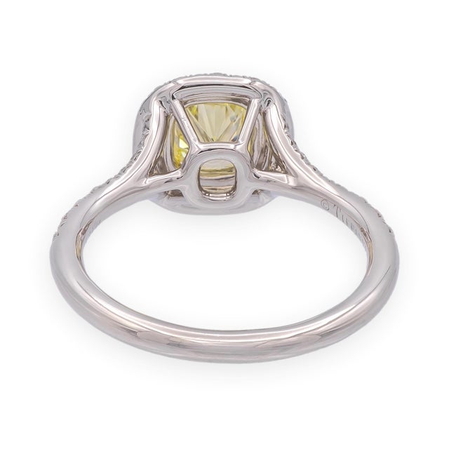 Early 21st Century Tiffany & Co Soleste Intense Yellow Radiant Platinum Ring .68ct Int. Flawless, Size 5.5 For Sale - Image 5 of 14
