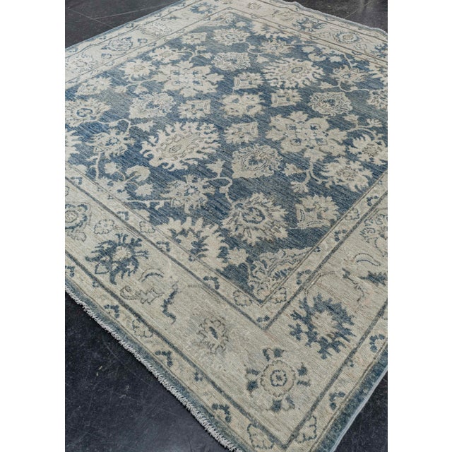 Blue Oushak Square Rug 6'10" x 6'11" For Sale - Image 8 of 8