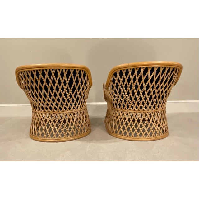 Mid-Century Modern Vintage Rattan Club Chairs For Sale - Image 3 of 10