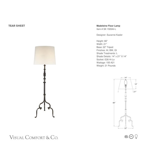 Suzanne Kasler by Visual Comfort Signature Madeleine Floor Lamp in Aged Iron with Linen Shade Designer: Suzanne Kasler...