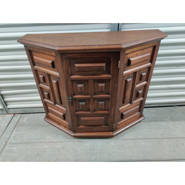 Mid 20th Century Mid 20th Century Brutalist Style Small Angled Cabinet For Sale - Image 5 of 6