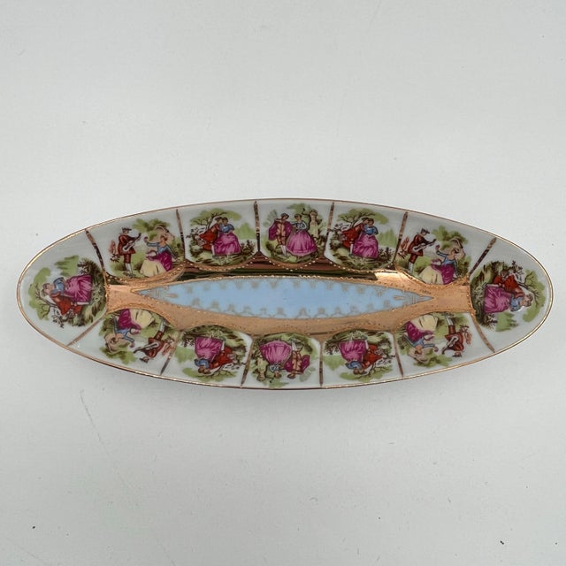 Mid 20th Century Royal Vienna Bavarian Gold & Porcelain Dish Fragonard Love Story Courting Couple For Sale - Image 10 of 11