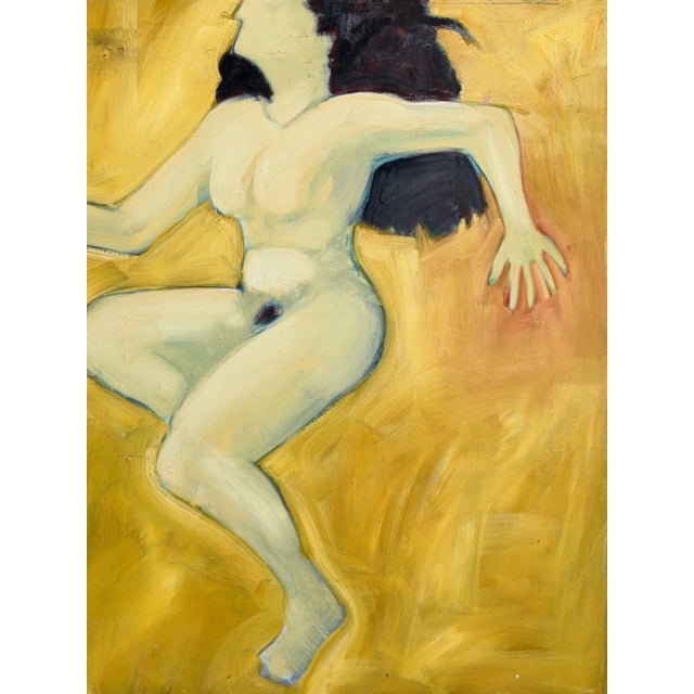 W40 D1 H48 Vintage figurative painting of a woman. Believed to be done in acrylic paint. Lots of brush movements and...