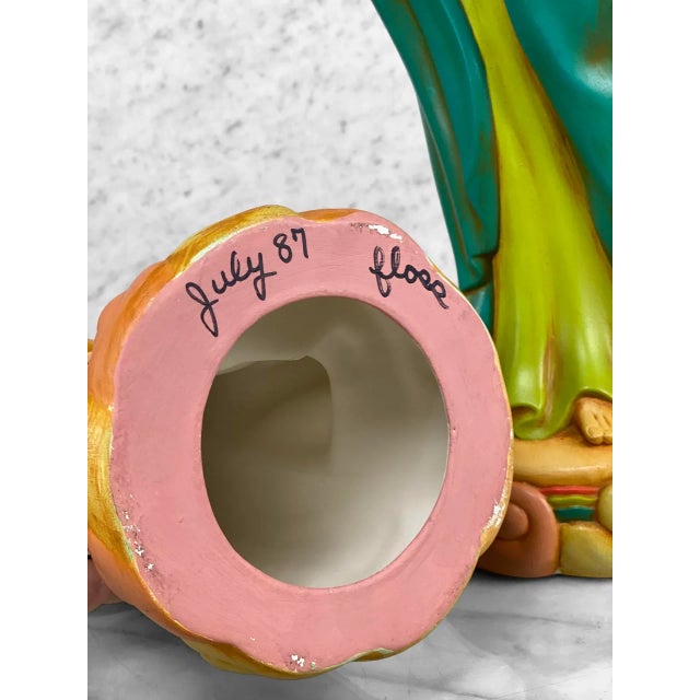 Vintage Chinese Immortal Figural Man & Women Pottery Sculptures - a Pair For Sale - Image 9 of 10