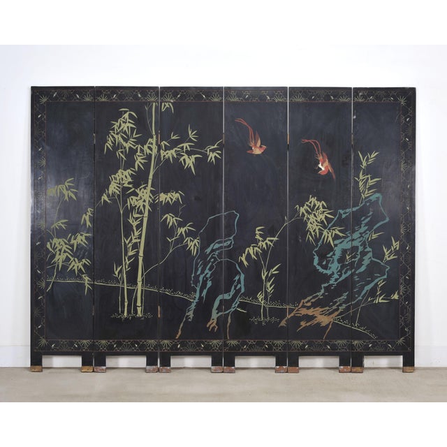 Chinese Export Six-Panel Gilt Landscape Coromandel Screen 8 Ft For Sale - Image 18 of 18