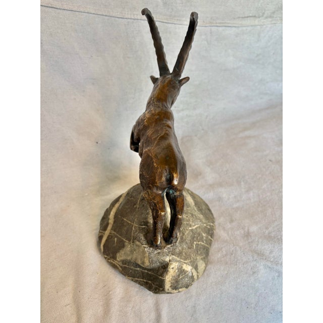 20th Century French Charles Reussner Bronze Ibex Sculpture For Sale - Image 11 of 12