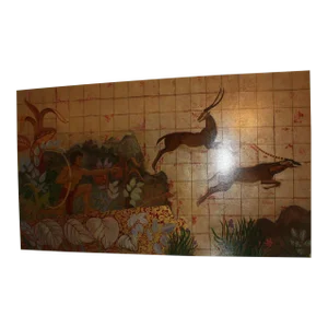 Large Vintage Art Deco Oil on Board "Hunter" Painting