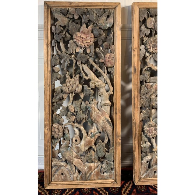 19th Century Antique Chinese Hanging Carved Wood Panels—A Pair For Sale - Image 9 of 9