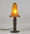 Art Deco Daum Nancy French Art Deco Table Lamp 1920s - Orange Marmorean Glass & Wrought Iron For Sale - Image 3 of 6