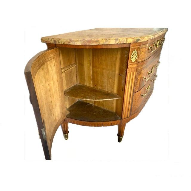 French Louis XVI Marble Top Inlaid Commode For Sale - Image 9 of 16