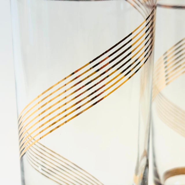 Mid Century Gold Spiral Highball Tumblers - Set of 4 For Sale In San Francisco - Image 6 of 12