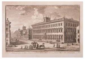Giuseppe Vasi, Palazzo Ruspoli on the Course, Etching, Late 18th Century