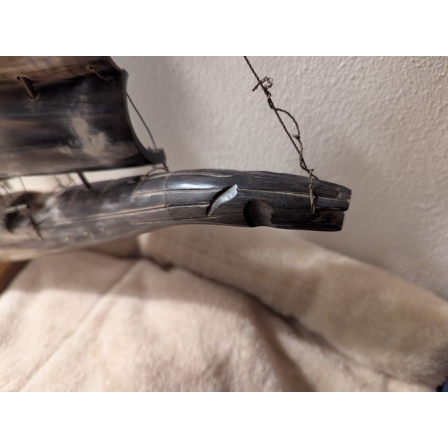 Vintage Large Carved Horn Ship With Five Sails For Sale - Image 4 of 8