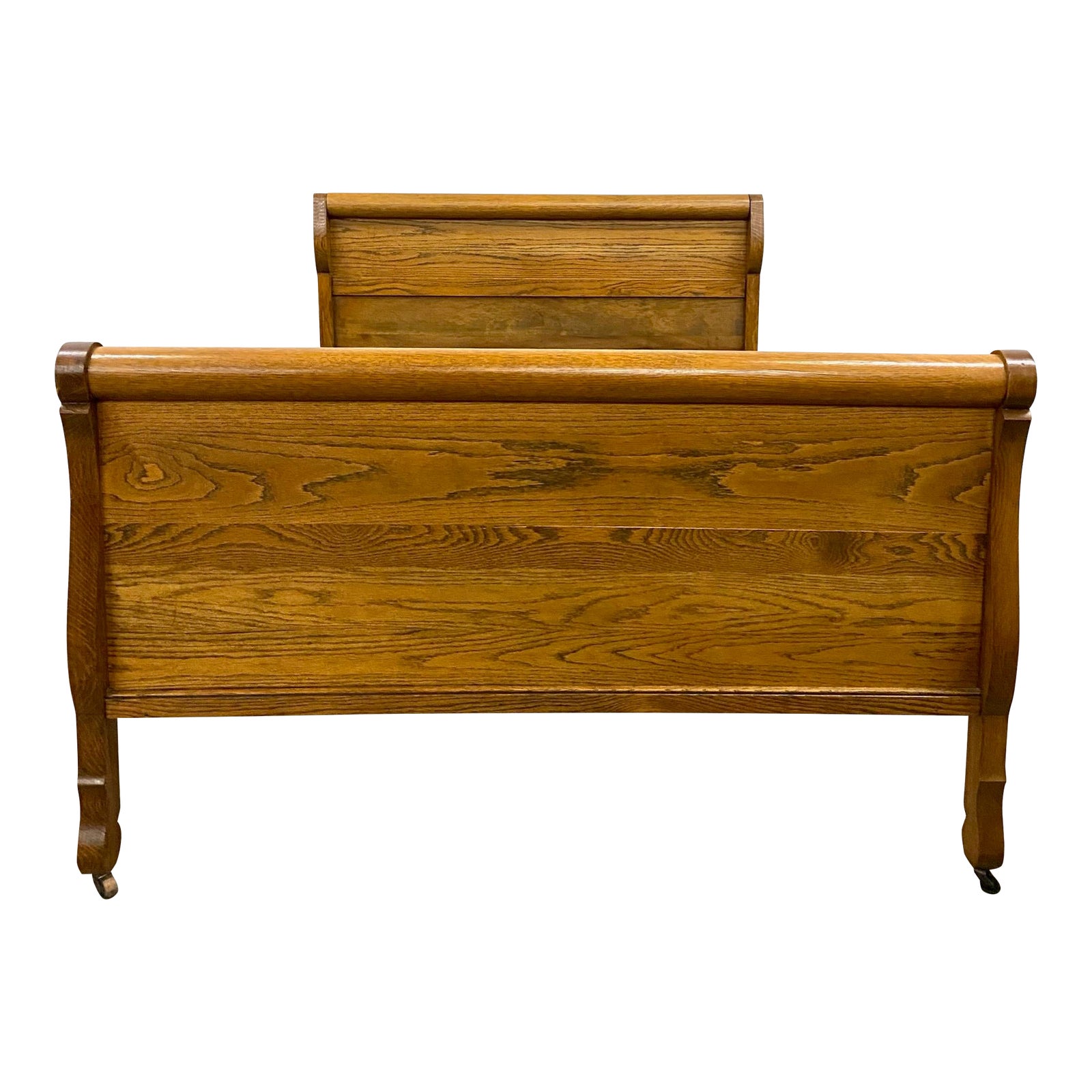 Vintage or Antique Full Size Tiger Oak Sleigh Bed Chairish