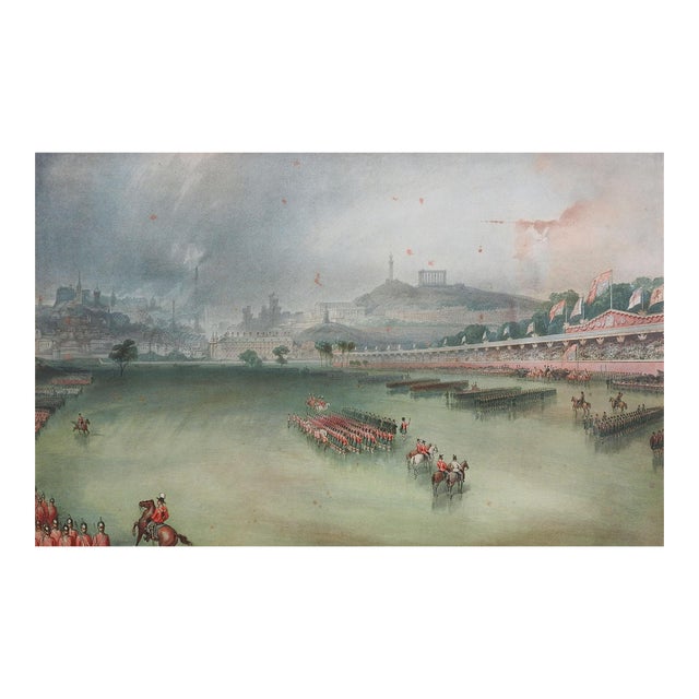 Antique Volunteer Review Edinburgh Scotland Chromolithograph Print For Sale