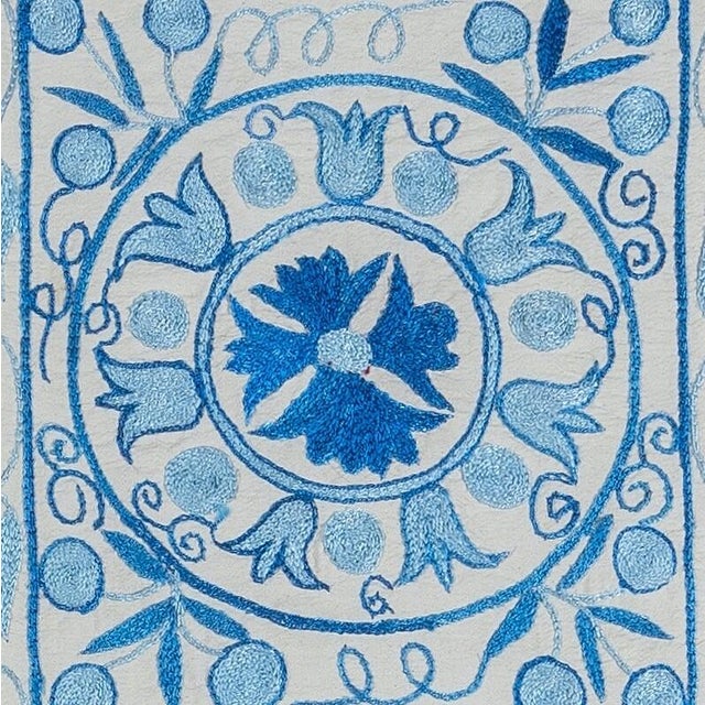 Decorative cushion cover made of hand embroidery silk on linen background, flowers and vine motifs, linen backing with...