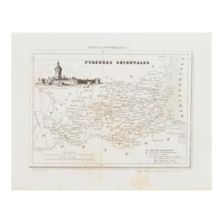 Unknown, Map of Pyrénées, Etching, 19th Century For Sale