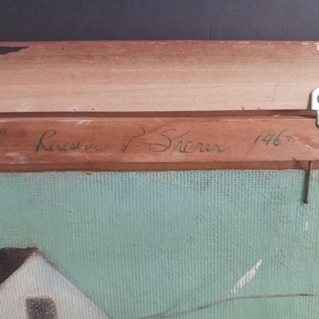 Blue Renslow Parker Sherer Oil on Board 1967 "Rockport" Well-Listed Artist For Sale - Image 8 of 8