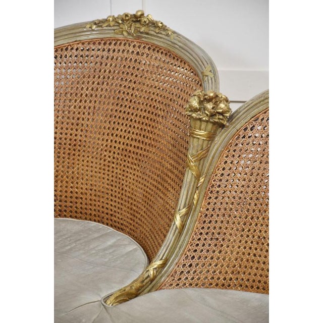 Painted and Parcel Gilt Caned Canape Sofa For Sale - Image 9 of 14