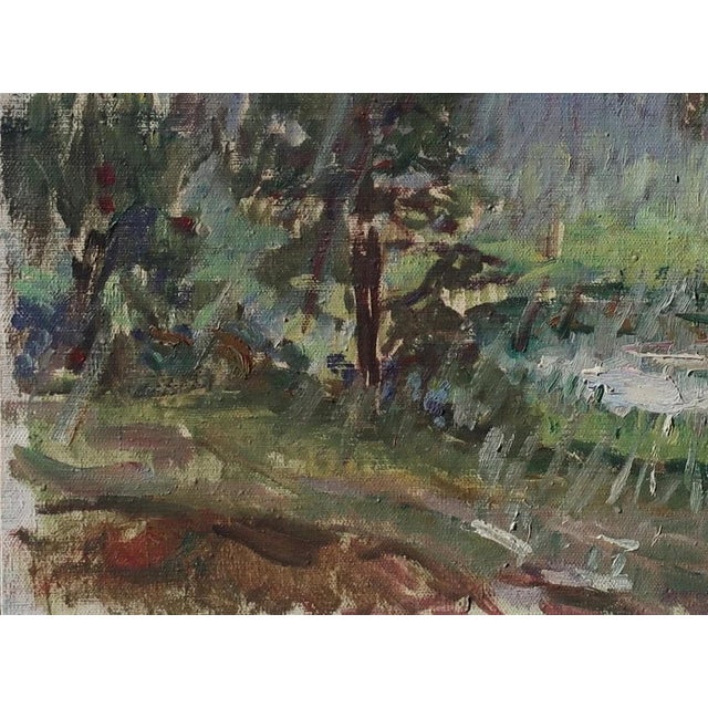 1980s Original Impressionist Oil Painting: Forest Landscape by Ukrainian Artist 48-64 For Sale - Image 5 of 6