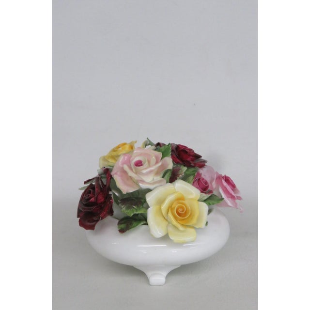 White Royal Adderley Bone China Floral Basket of Roses Figurine Made in England 5054b For Sale - Image 8 of 18