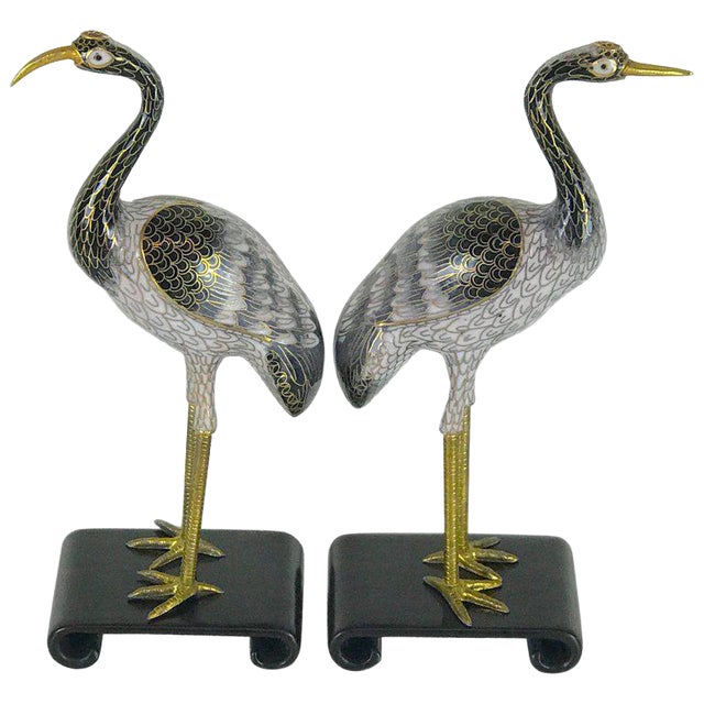 Chinese Cloisonné Cranes a Pair Chairish