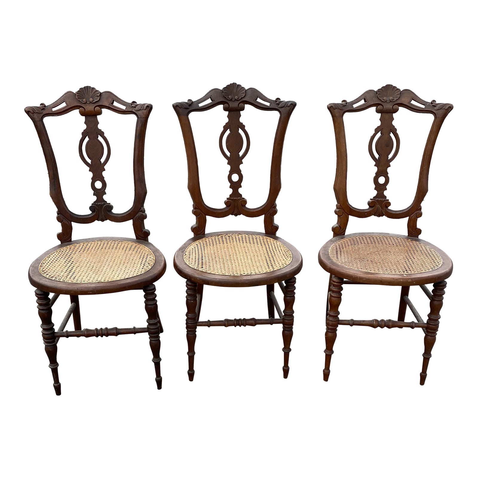 Vintage French Style Cane Chairs Set of 3 Chairish