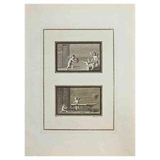 Filippo Morghen, Cupids and Genii Wall, Etching, 18th Century For Sale
